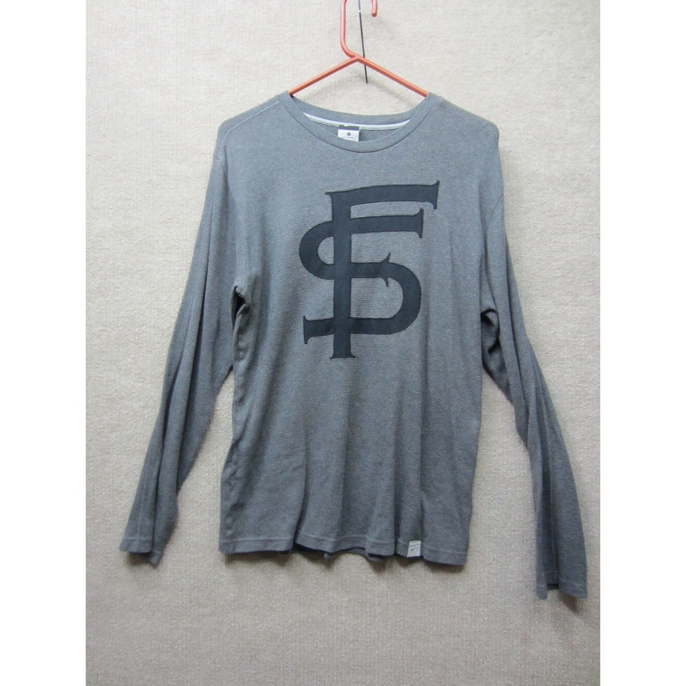 Nike Mens San Francisco SF Thermal Shirt Gray Long Sleeve Waffle Knit Small